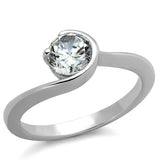 Alamode Rhodium Brass Ring with AAA Grade CZ in Clear - Alamode - Flyclothing LLC