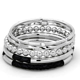 Alamode High polished (no plating) Stainless Steel Bangle with AAA Grade CZ in Clear - Alamode