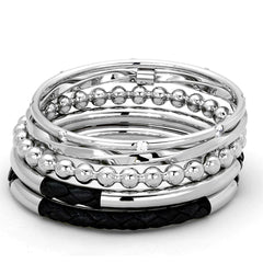 Alamode High polished (no plating) Stainless Steel Bangle with AAA Grade CZ in Clear - Alamode