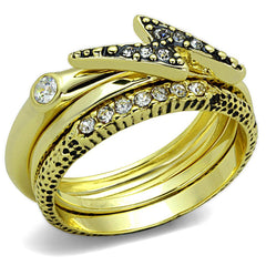 Alamode Gold Brass Ring with Top Grade Crystal in Clear - Alamode