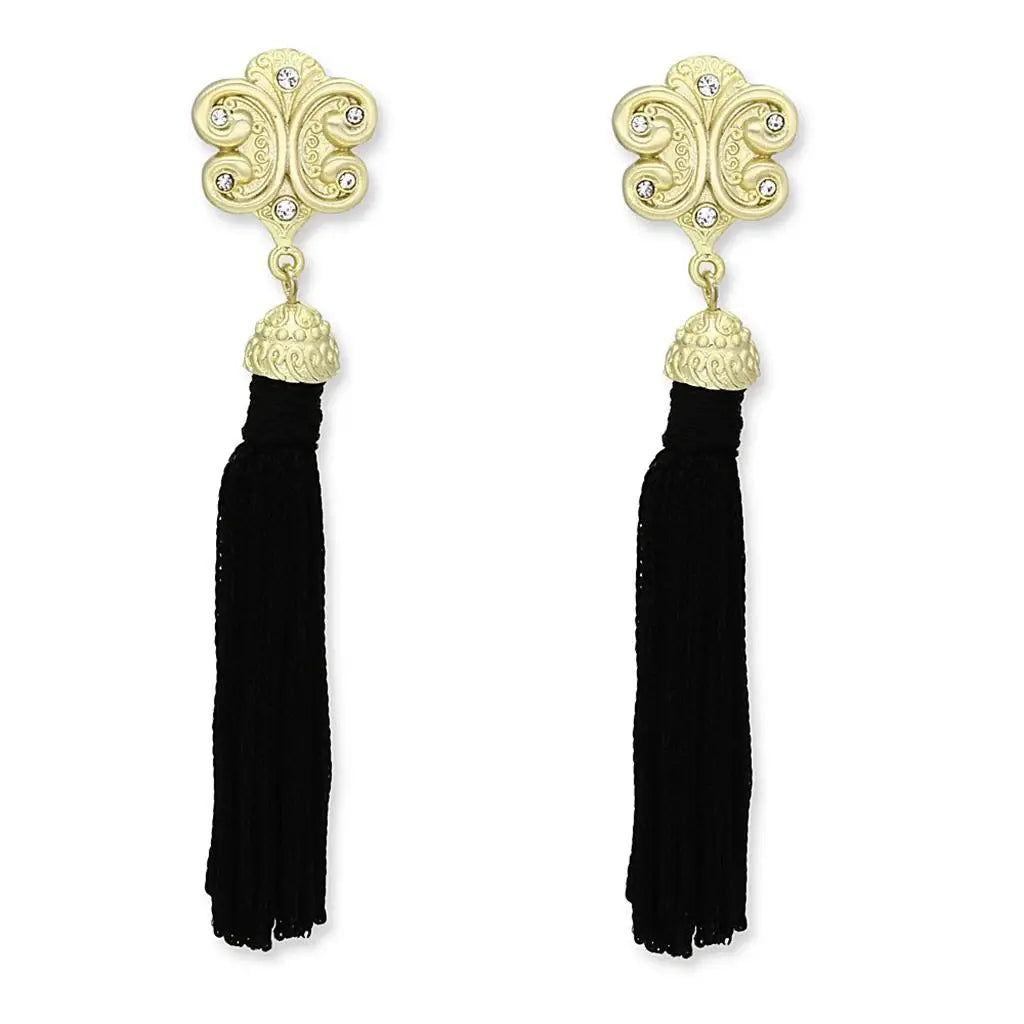 Alamode Gold & Brush Brass Earrings with Top Grade Crystal in Clear - Alamode - Flyclothing LLC
