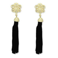 Alamode Gold & Brush Brass Earrings with Top Grade Crystal in Clear - Alamode