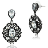 Alamode Ruthenium Brass Earrings with AAA Grade CZ in Clear - Alamode - Flyclothing LLC