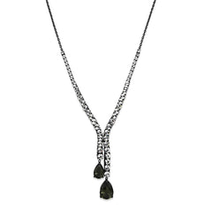 Alamode Ruthenium Brass Necklace with Synthetic Synthetic Glass in Black Diamond