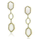 Alamode Gold & Brush Brass Earrings with Synthetic Synthetic Stone in Clear - Alamode - Flyclothing LLC