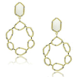 Alamode Gold & Brush Brass Earrings with Synthetic Synthetic Stone in White - Alamode