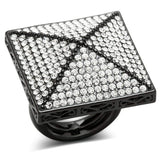 Alamode TIN Cobalt Black Brass Ring with Top Grade Crystal in Clear - Alamode - Flyclothing LLC