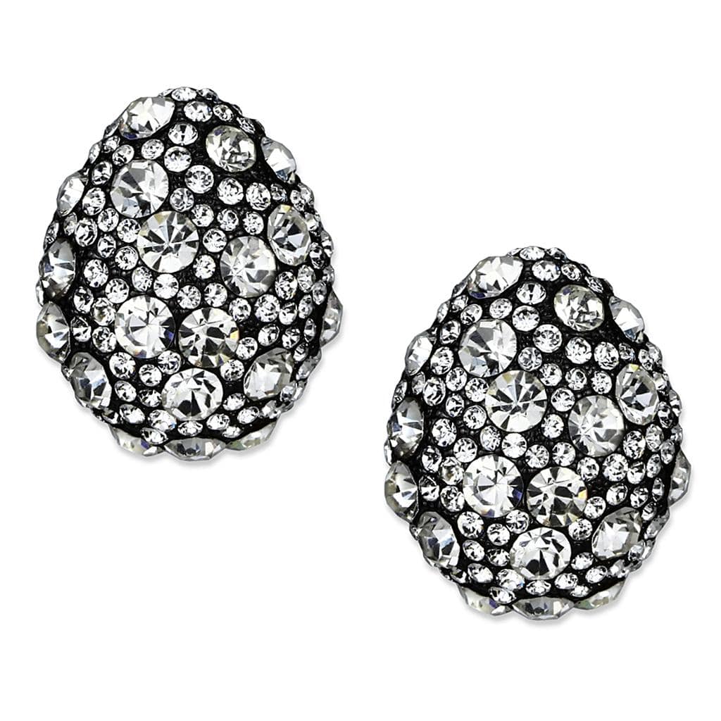 Alamode TIN Cobalt Black Brass Earrings with Top Grade Crystal in Clear - Alamode - Flyclothing LLC