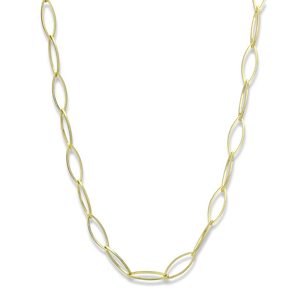 Alamode Gold & Brush Brass Necklace with No Stone - Alamode