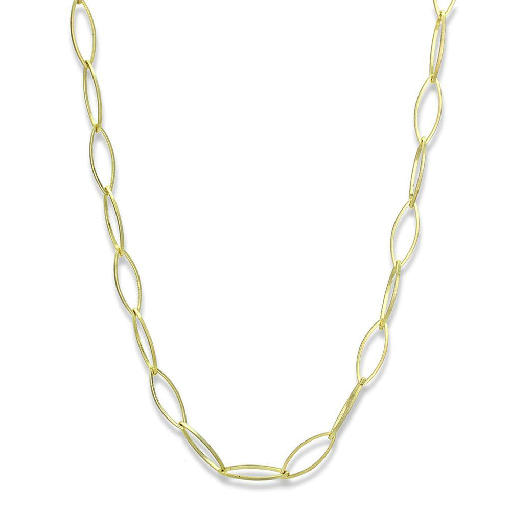 Alamode Gold & Brush Brass Necklace with No Stone - Alamode