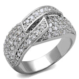 Alamode Rhodium Brass Ring with AAA Grade CZ in Clear - Alamode