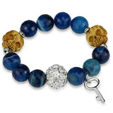 Alamode Rhodium Brass Bracelet with Synthetic Onyx in Multi Color - Alamode - Flyclothing LLC