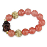 Alamode Antique Copper White Metal Bracelet with Synthetic Onyx in Rose - Alamode - Flyclothing LLC