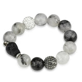 Alamode Ruthenium Brass Bracelet with Synthetic Onyx in Multi Color - Alamode - Flyclothing LLC
