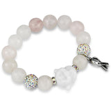 Alamode Antique Silver White Metal Bracelet with Synthetic Onyx in Light Rose - Alamode