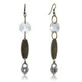 Alamode Gold+Antique Silver White Metal Earrings with Synthetic Synthetic Glass in Clear - Alamode - Flyclothing LLC