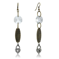 Alamode Gold+Antique Silver White Metal Earrings with Synthetic Synthetic Glass in Clear - Alamode