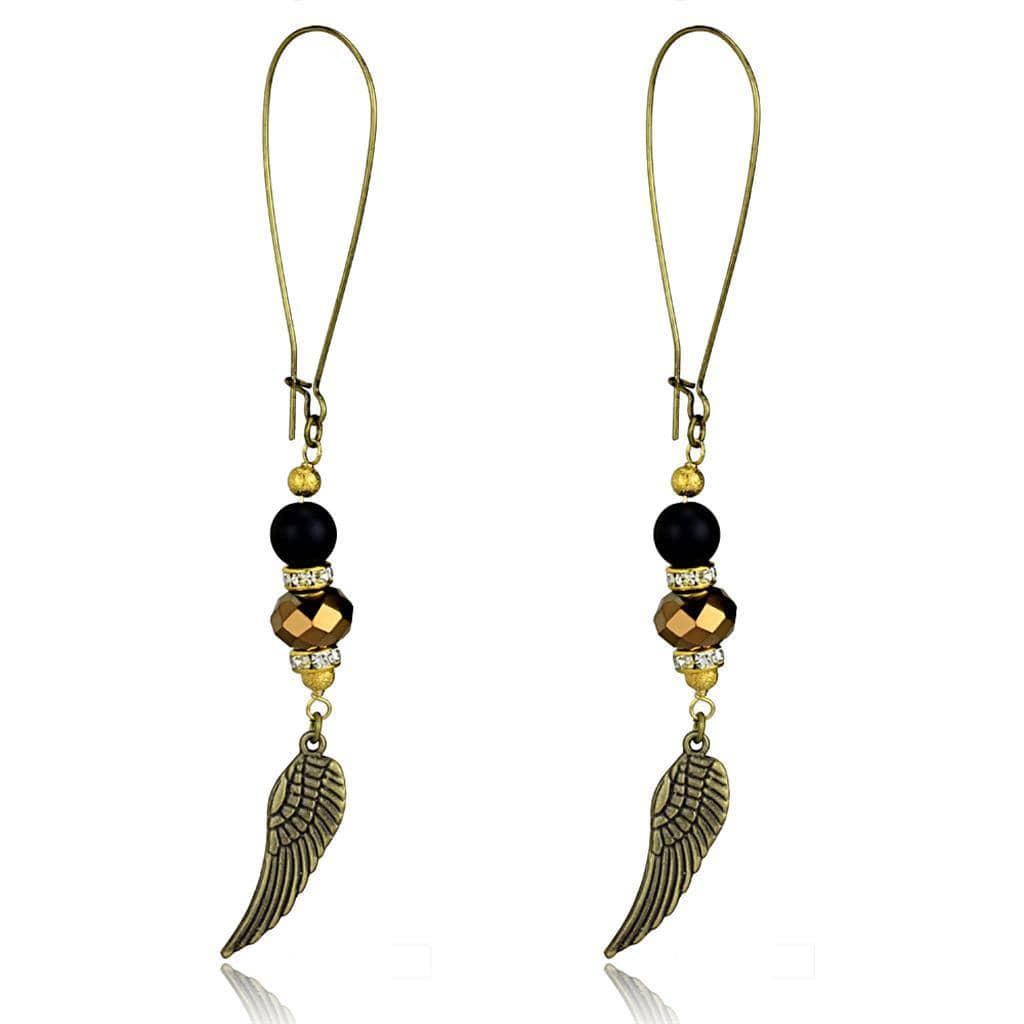 Alamode Antique Copper White Metal Earrings with Synthetic Synthetic Stone in Multi Color - Alamode