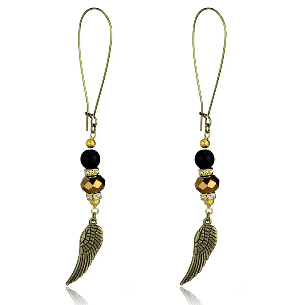 Alamode Antique Copper White Metal Earrings with Synthetic Synthetic Stone in Multi Color - Alamode - Flyclothing LLC