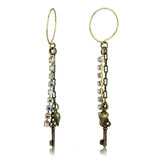 Alamode Antique Copper White Metal Earrings with Top Grade Crystal in White AB - Alamode - Flyclothing LLC