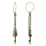 Alamode Antique Copper White Metal Earrings with Top Grade Crystal in White AB - Alamode