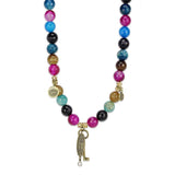 Alamode Antique Copper White Metal Necklace with Synthetic Onyx in Multi Color - Alamode