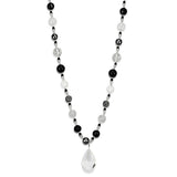 Alamode Antique Silver White Metal Necklace with Synthetic Synthetic Glass in Clear - Alamode