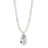 Alamode Antique Silver White Metal Necklace with Synthetic Synthetic Glass in Clear - Alamode - Flyclothing LLC