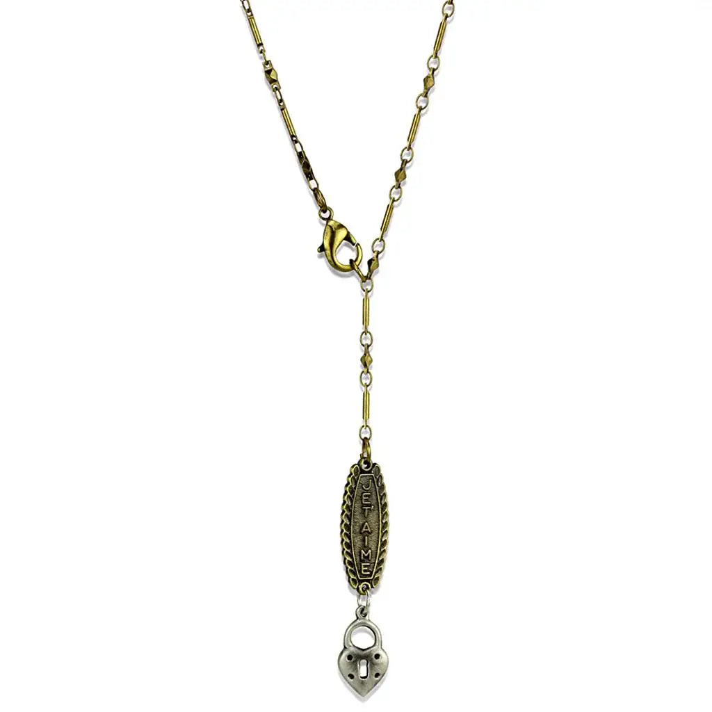 Alamode Gold+Antique Silver White Metal Chain Pendant with No Stone - Alamode - Flyclothing LLC