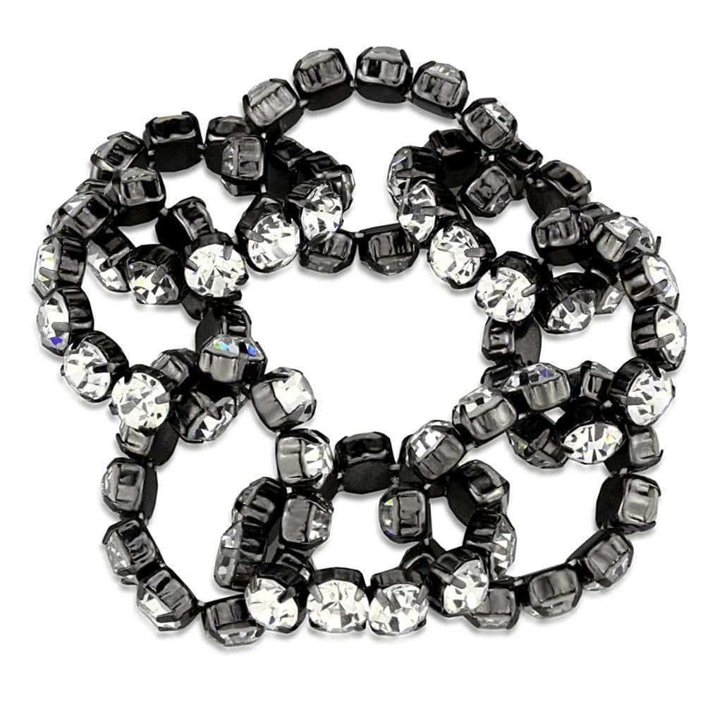 Alamode Ruthenium Brass Bracelet with Top Grade Crystal in Clear - Alamode - Flyclothing LLC