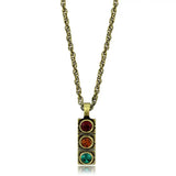 Alamode Antique Copper Brass Chain Pendant with Top Grade Crystal in Multi Color - Alamode - Flyclothing LLC