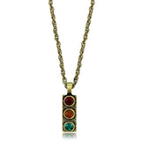 Alamode Antique Copper Brass Chain Pendant with Top Grade Crystal in Multi Color - Alamode