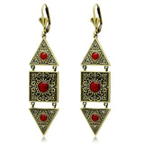 Alamode Antique Copper Brass Earrings with Synthetic Synthetic Glass in Siam - Alamode - Flyclothing LLC