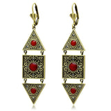Alamode Antique Copper Brass Earrings with Synthetic Synthetic Glass in Siam - Alamode