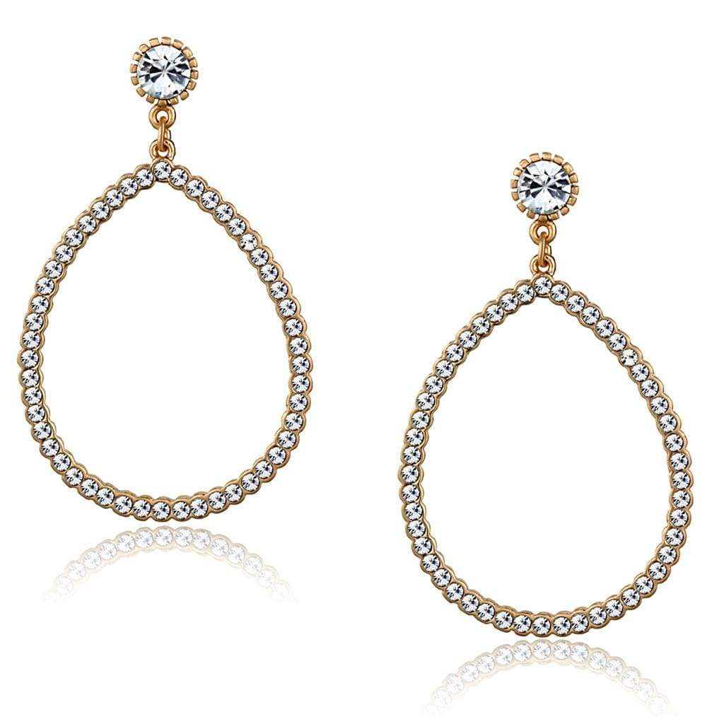 Alamode Rose Gold Brass Earrings with Top Grade Crystal in Clear - Alamode - Flyclothing LLC