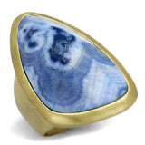 Alamode Antique Copper Brass Ring with Synthetic Onyx in Capri Blue - Alamode