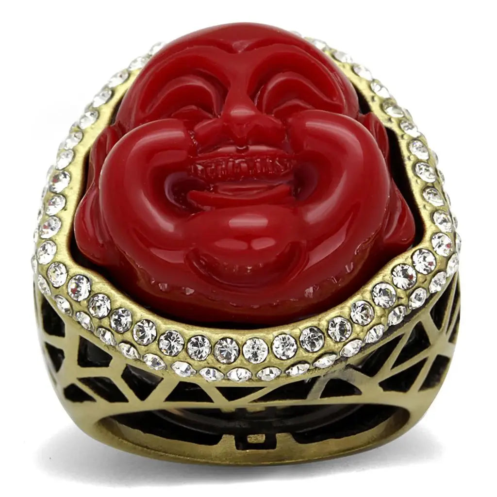 Alamode Antique Copper Brass Ring with Synthetic Synthetic Stone in Siam - Alamode - Flyclothing LLC