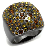 Alamode TIN Cobalt Black Brass Ring with Top Grade Crystal in Multi Color - Alamode - Flyclothing LLC