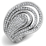 Alamode Rhodium Brass Ring with Top Grade Crystal in Clear - Alamode - Flyclothing LLC
