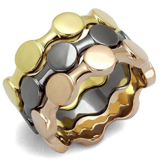Alamode Tricolor Brass Ring with No Stone