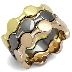 Alamode Tricolor Brass Ring with No Stone - Alamode