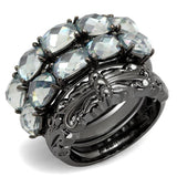 Alamode TIN Cobalt Black Brass Ring with Top Grade Crystal in Black Diamond - Alamode