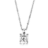 Alamode Rhodium Brass Chain Pendant with AAA Grade CZ in Clear - Alamode - Flyclothing LLC