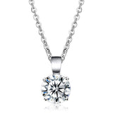 Alamode Rhodium Brass Chain Pendant with AAA Grade CZ in Clear - Alamode - Flyclothing LLC
