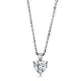 Alamode Rhodium Brass Chain Pendant with AAA Grade CZ in Clear - Alamode - Flyclothing LLC