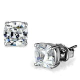 Alamode Rhodium Brass Earrings with AAA Grade CZ in Clear - Alamode