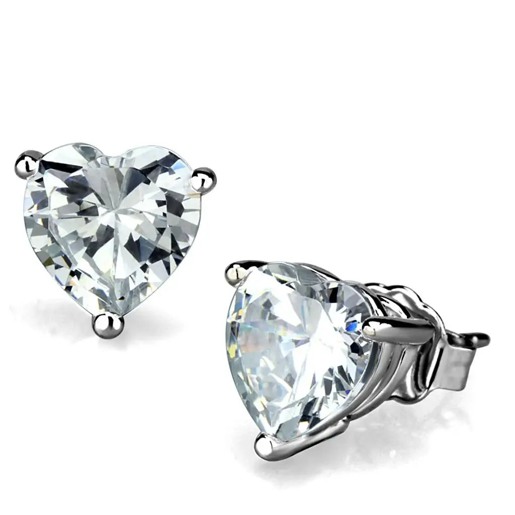 Alamode Rhodium Brass Earrings with AAA Grade CZ in Clear - Alamode - Flyclothing LLC