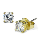 Alamode Gold Brass Earrings with AAA Grade CZ in Clear - Alamode