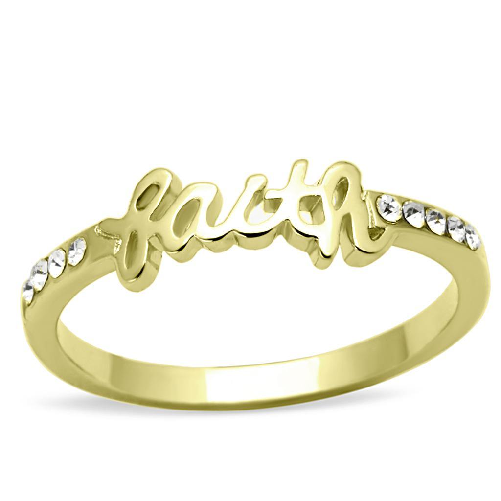 Alamode Flash Gold Brass Ring with Top Grade Crystal in Clear