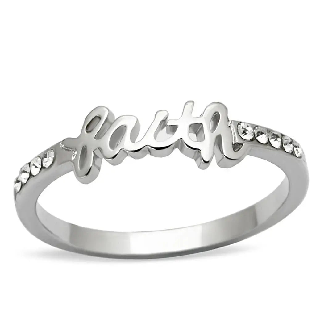 Alamode Rhodium Brass Ring with Top Grade Crystal in Clear - Alamode - Flyclothing LLC